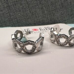 Silver Crystal Studded Earrings by